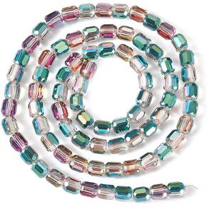 2Strands 8mm Clear AB Glass Column Beads Electroplate Faceted Column Glass Beads Crystal Column Spacer Beads for DIY Bracelet Earring Jewelry Making