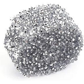 Glitter Tape, Silver Bling Roll, Sparkling Rhinestone Ribbon 30mm, Sparkle Tape Sticky Tape, for Arts & Crafts Kids Projects, Wedding Birthday Party Decorations, 1 Yard