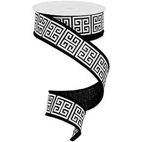 Craig Bachman Greek Keys Wire Edged Ribbon (1.5" x 10 Yards, Black)
