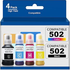 542 Refill Ink Compatible with Epson 542 Refill Ink Bottles Replacement for Ecotank Pro ET-5850, ET-5880, ET-5170, ET-16600, ET-16650, ST-C8000 Printers Black Cyan Magenta Yellow Pigment Ink