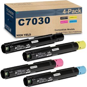 4PK High Yield C7020 C7025 C7030 Toner Cartridge (106R03741 106R03742 106R03743 106R03744) Replacement for Xerox VersaLink C7020 C7025 C7030 Printer