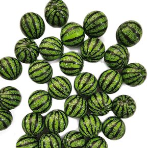Decoendiy 20Pcs Acrylic Watermelon Beads,20mm Summer Fruit Beads,Acrylic Painted Beads,Green Round Beads,Acrylic Bubblegum Beads,Acrylic Beads Bulk for Adult Jewelry Making Craft Beads Home Decor