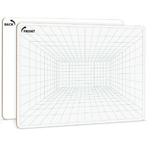 SCRIBBLEDO 1 Point Perspective Grid 11"x14" Large Graph Dry Erase Board Double-Sided White Board Drawing Grid Lines Graphing Charts Whiteboard for Home School Classroom Teachers and Students