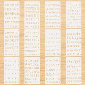 12 PCS Small Letter Stencils 1/2 Inch for Painting, Letter and Number Stencils for Painting, Stencils for Scrapbooking Letters, Plastic Alphabet Stencils for Journal Notebook DIY Craft Projects