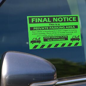 100 MESS Parking Violation Stickers Hard to Remove - No Parking Stickers - Bad Parking Stickers - Super Sticky Warning Stickers for Towing Parked Cars 8x5 in (Red Unauthorized, 100)