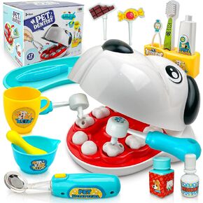 Dentist Kit for Kids - 26 Pcs Doctor Play Set with Dental Tools and Medical Accessories, Pretend Play for Toddlers - Educational Gifts for Girls Boys 3 4 5 6 7 8