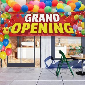 Grand Opening Banner New Store Grand Opening Decorations Large Advertising Opening Backdrop Decor for Shop Business Restaurant Garden Outdoor Ceremony Party Supplies 118 x 35 inch
