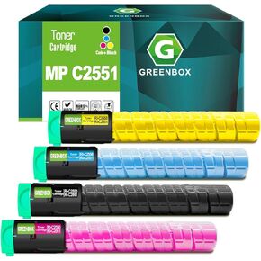 GREENBOX Compatible MPC2551 MP C2551 Toner Cartridge (BK/M/C/Y) Replacement for Ricoh 841586 841503 841502 841501 for MP C2050 C2051 C2550 C2551 Printers, 4-Pack