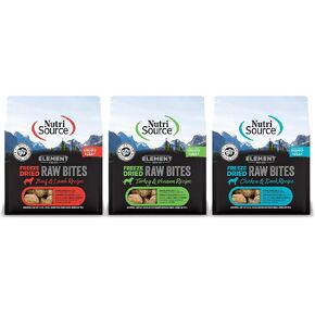 NutriSource Element Series Dog Freeze-Dried Bites Variety Pack: Beef & Lamb, Chicken & Duck, Turkey & Venison 2.5 Ounce (Pack of 3)