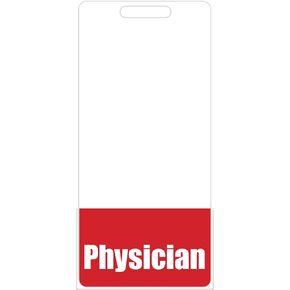 Physician Badge Buddy (Purple) - Vertical Heavy Duty Badge Tags for Doctors - Double Sided Badge Identification Card