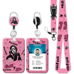 Scream Ghost Face Lanyards for Id Badges, Onevenvi Halloween Skull Scream Lanyard, Retractable Badge Holders Lanyards, Nurse Teacher Office Student