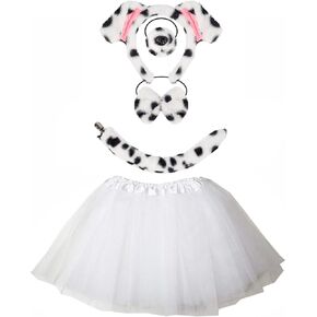 Kirei Sui Kids Animal Costume Dalmatians Nose Tutu Ear Headband Bowtie Tail 5pcs Set