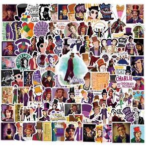 124 Pcs Willy Wonka Stickers Graffiti Waterproof Vinyl for Adults for Birthday Party Supplies Decoration Favors for Water Bottles Laptop Suitcase Scrapbooking Choice