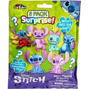 Stitch Surprise 6 Pack Mini Figure Erasers - Get 6 Real, Flexible Erasers to Assemble, Use and Collect, Great for Back to School, Blind Bag Inspired Kids Toy