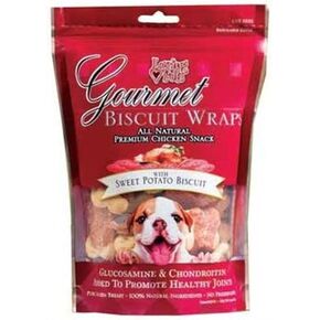 Loving Pets Gourmet Premium Meat Snack Wrap Dog Treat Flavor: Sweet Potato & Biscuit, Quantity: 8-oz