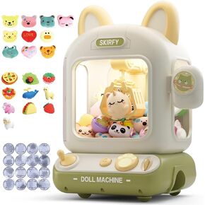 Claw Machine for Kids,Mini Vending Machine, Prize Dispenser Toys for Girls and Boys, Electronic Arcade Game for Party Birthdays Includes 32 Mini Toys(Green)