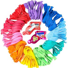 Colorful Balloons 100 PCS, Assorted Color 12 Inches Rainbow Latex Balloons with Bonus Confetti, 10 Bright Colors Party Balloons for Birthday, Wedding, Baby Shower, Decoration (Round-100)