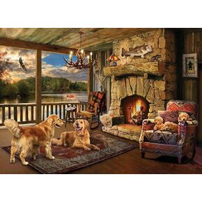 Cobble Hill 1000 Piece Puzzle - Lakeside Cabin - Sample Poster Included