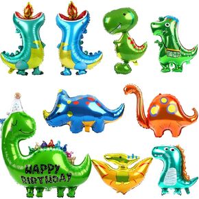 NOVWANG 12 Pieces Dinosaur Balloons, Large Aluminum Foil Dinosaur Helium Balloon Dino Balloons for Jungle Birthday Decorations Boys Girls Dinosaur Party Birthday Decorations