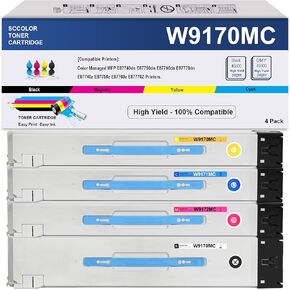 W9170MC Toner Cartridge Compatible W9170MC W9171MC W9172MC W9173MC Toner Cartridge Replacement for Color Managed MFP E87740dn E87750dn E87760dn E87770dn E87740z E87750z E87760z E87770Z Printers