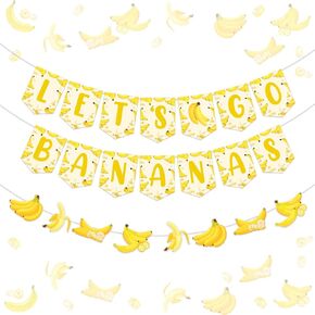 زينة عيد ميلاد الموز - دعنا نذهب لافتة Bananas Banner & Garland لعيد الميلاد الأول ، استحمام الطفل وحفلة الفاكهة