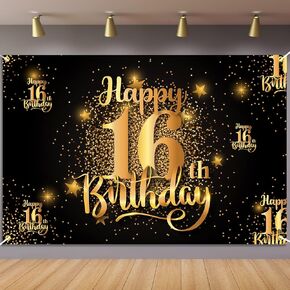 Mnixy Happy 50th Birthday Backdrop Banner Step and Repeat 50 Years Old Background Decorations for Women Men Her Him Photography Party Supplies Glitter Black Gold (1)
