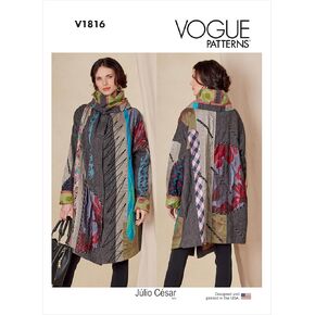 Vogue Misses' Loose-Fitting Reversible Coat Sewing Pattern Kit, Code V1816, Sizes XS-S-M-L-XL, Multicolor