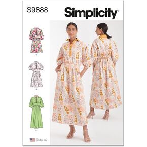 Simplicity يغيب عن قميص القميص المريح حزمة نمط الخياطة ، رمز التصميم S9888 ، الأحجام 14-16-18-20-22