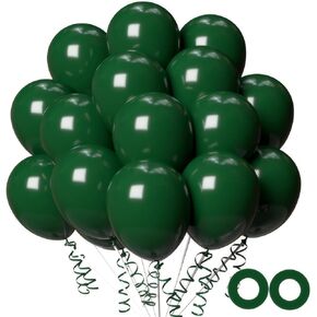 100pcs Dark Green Balloons, 12 inch Green Latex Party Balloons Helium Quality for Birthday Party, Dinosour Masquerade,Baby Shower,Wedding Christmas Party Decoration (with Green Ribbon)…