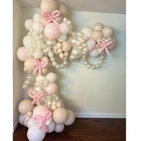 Soonlyn Bow Balloon Arch Kit مزدوج محشو 13 قدمًا بزخارف عيد ميلاد Coquett