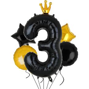 40 Inch Black Number Balloon 1 First Birthday Large Mylar Crown Number Balloons Mr Onederful Baby Boss Boys 1st Birthday Anniversary Prince Princess Themed Party Decor Supplies 5 Pcs