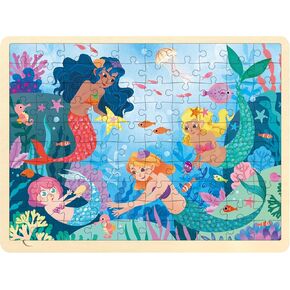 48 Piece Puzzles for Kids Ages 3-5, Fun Mermaid Wooden Jigsaw Puzzles for 3 Year Old with Unique Puzzle Pieces, Preschool Toddler Puzzles Ages 4-8 with Puzzle Tray