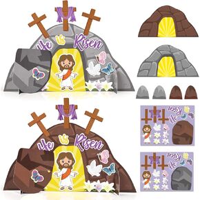 Sanixin 30 PCS Easter يسوع هو مجموعة حرفية صاعدة ، اصنع زخارف زنبقك الدينية الخاصة بك ، و DIY Jesus Craft Kit for Easter Day Party Church Party Party Barty
