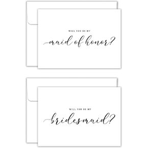 Will You Be My Bridesmaid Cards (6 Packs), Bridesmaid Proposal Cards, 4 Bridesmaid Cards, 2 Maid of Honor Cards, Wedding Card with 6 Envelopes