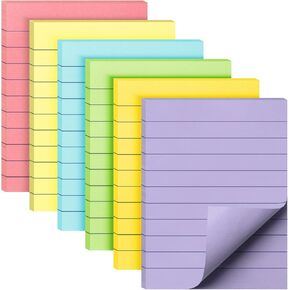 Mr. Pen Lined Sticky Notes 3x4, 6 Pads, Pastel Colors