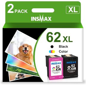 62XL Ink Cartridges Black and Color Combo Pack Replacement for HP 62XL 62 XL Ink for Envy 5540 5660 5640 7644 7645 OfficeJet 5740 OfficeJet 250 200 Series Printer (1 Black, 1 Tri-Color)