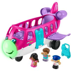 Fisher-Price Little Barbie Dream Airplane Presented By Little People With 1 Airplane, 1 Barbie, 1 Ken, 1 Pilot And 1 Luggage Element, Multilingual, Children's Toy, From 2 Years, HNK77
