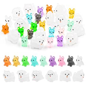 30PCS Mini Dog Figurines Glow in The Dark Mini Resin Animals Dog Toys for Cake Toppers Dollhouse Decor Fairy Garden Micro Landscape Aquarium