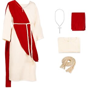 Kids Jesus Saint Biblical Robe Costume Necklace Scarf Shawl Waist Rope Cosplay for Kids Halloween Christmas