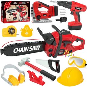 مجموعة أدوات Wishalife Kids - أداة طفل مع Toy Chainsaw ، الحفر ، التظاهر أدوات البناء لعبة الهدية للبنين ، الفتيات 3 4 5 6 7