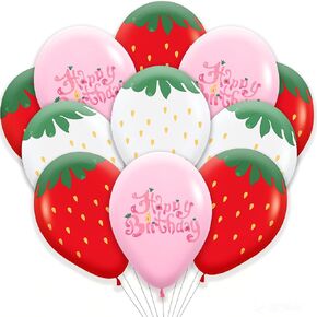Strawberry birthday party decoration balloon Strawberry latex balloon for Sweet Girl Berry First Themed Birthday Party Supplies 30pcs