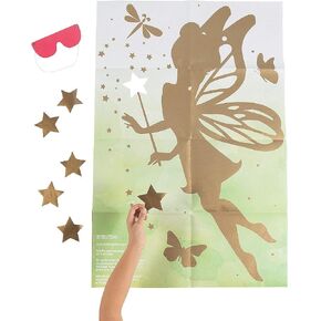 Fun Express Pin The Wand on The Fairy Game – Classic Party Game for Kids Includes Game Board Wands Blindfold & Instructions – Perfect for Fairy-Themed Birthday Parties & Events – Multi-Color 4 Pieces