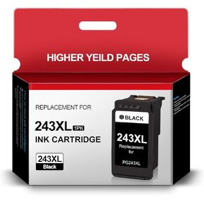 PG-243XL Black Ink Cartridge Replacement for Canon Ink PG-243 PG243XL 243XL 243 Compatible for TS3122 MX492 MG2522 MG2922 MG2420 TR4520 Printer (1 Black)