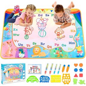 Water Doodle Mat for Kids - Water Drawing Aqua Magic Coloring Pad Toys Gifts for Grils and Boys 3 4 5 6 7 Year Old