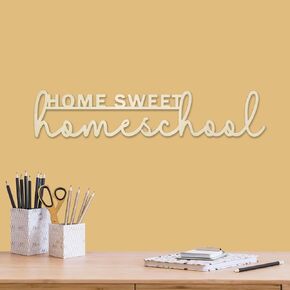 Home Sweet Homeschool Decor Wall Sign Wood Homeschool Room Decor Words Kindergarten Homeschool Supplies Classroom Decorations Preschool Wall Decor for Toddlers Gift for Boys Girls Kids Wall Decor (B)