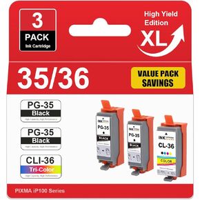 PGI-35 CLI-36 PGI35 CLI36 Ink Cartridge Compatible for PIXMA IP100 IP110 TR150 Printers (3 Pack)