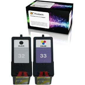 Remanufactured Ink Cartridge Replacement for Lexmark 32 and 33 for Lexmark X5470 X3330 X3350 P6350 X5250 Printers 18C0032 18C0033 (1 Black 1 Color)