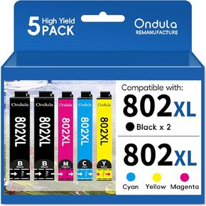 Remanufactured Ink Cartridge Replacement for Epson 802XL 802 XL T802 Ink Cartridges Work with Workforce Pro WF-4740 WF-4730 WF-4720 WF-4734 EC-4020 EC-4030 5-Pack, 2BK/C/M/Y