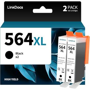 Compatible Ink Cartridge Replacement for HP 564XL 564 XL Ink Cartridge for use in DeskJet 3520 3522 Officejet 4620 Photosmart 5520 6510 7520 7525 Printer (2 Pack, Black)