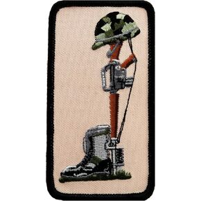 Fallen Soldier's Battle Cross Embroidered Military Patch Rifle Iron-On Emblem